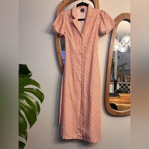 Icone by Simon’s Pink Flower Button Midi Dress